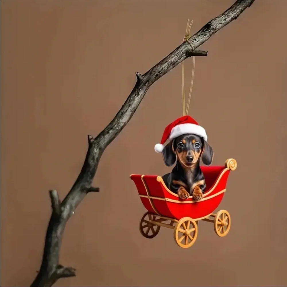 Christmas Dachshund Puppy Dog Pendant - Stylish Car Charm & Festive Ornament